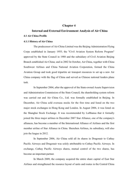 Chapter 4 Internal and External Environment Analysis of Air China 4.1 Air China Profile