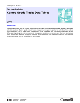 Culture Goods Trade: Data Tables
