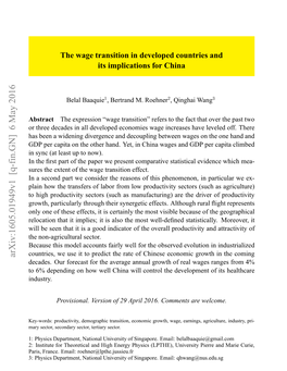 The Wage Transition in Developed Countries and Its Implications For