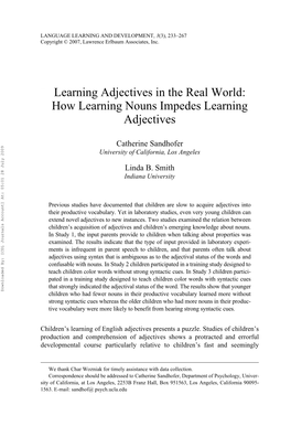 Learning Adjectives in the Real World: How Learning Nouns Impedes Learning Adjectives