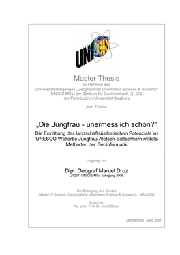 Master Thesis „Die Jungfrau