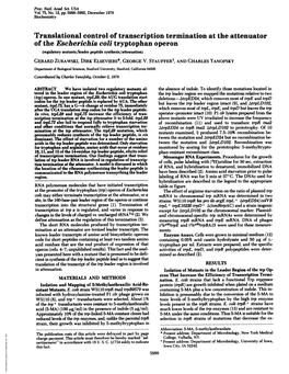 Translational Control of Transcriptiontermination at The