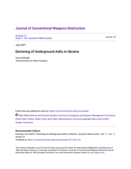 Demining of Underground Adits in Ukraine