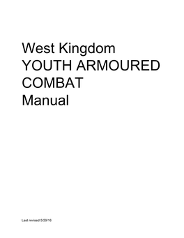West Kingdom YOUTH ARMOURED COMBAT Manual