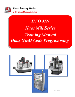 HFO MN Haas Mill Series Training Manual Haas G&M Code