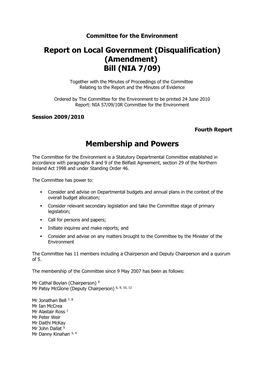Disqualification) (Amendment) Bill (NIA 7/09