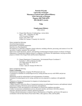 Patrick O'grady University of Oregon Museum of Natural and Cultural History 1224 University of Oregon Eugene, OR 97402-4070 503-346-0671 (Work)