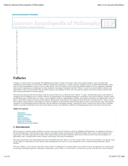 Fallacies [Internet Encyclopedia of Philosophy]