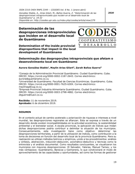 Determinación De Las Desproporciones Intraprovinciales Que Inciden En El Desarrollo Local De Guantánamo