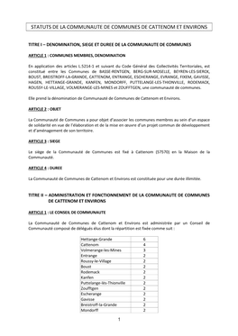 Statuts De La Communaute De Communes De Cattenom Et Environs