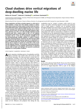 Cloud Shadows Drive Vertical Migrations of Deep-Dwelling Marine Life