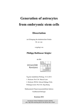 Generation of Astrocytes from Embryonic Stem Cells