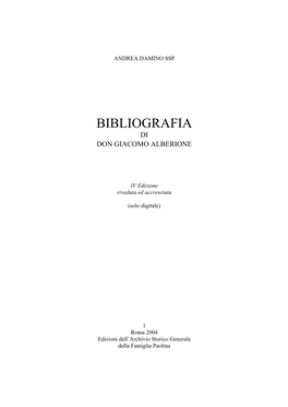 Bibliografia Di Don Giacomo Alberione