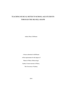 Teaching Musical Meter to School-Age Students Through the Ski-Hill Graph