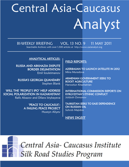 Central Asia-Caucasus Analyst Vol 13, No 9