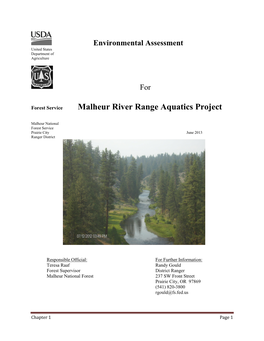 Malheur River Range Aquatics Project