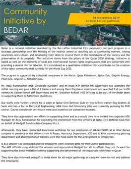 Community Initiative by BEDAR