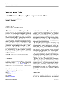 Domestic Robot Ecology