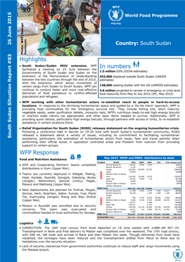 Highlights WFP Response in Numbers