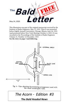 The Acorn - Edition #3 the Bald Headed News Bald Letter May 14, 2020 2020 Virus Edition #3