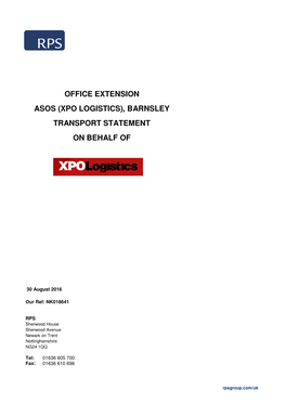 Office Extension Asos (Xpo Logistics), Barnsley Transport Statement On