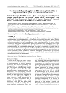 The Structure Biology and Application of Phytohemagglutinin (PHA) in Phytomedicine: with Special Up-To-Date References to Lectins