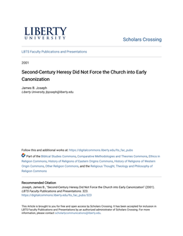 Second-Century Heresy Did Not Force the Church Into Early Canonization