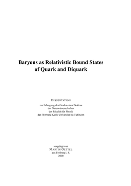 Baryons As Relativistic Bound States of Quark and Diquark