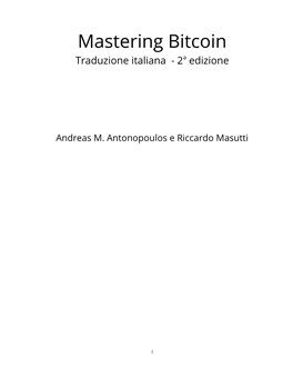 Mastering Bitcoin Traduzione Italiana - 2A Edizione