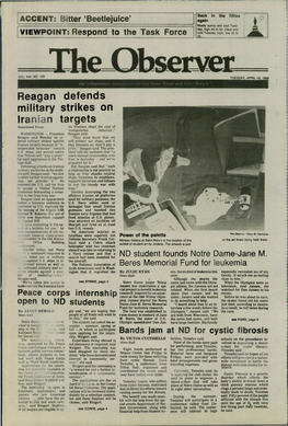Reagan Defends Military Strikes on Iranian Targets Associated Press No Illusions About the Cost of Irresponsible Behavior,” WASHINGTON - President Reagan Said