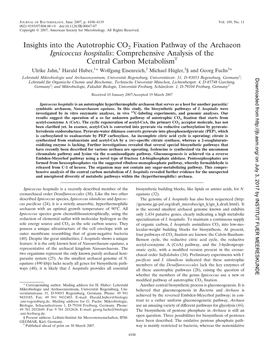 Insights Into the Autotrophic CO2 Fixation Pathway of the Archaeon Ignicoccus Hospitalis