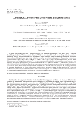 A Structural Study of the Lithiophilite–Sicklerite Series