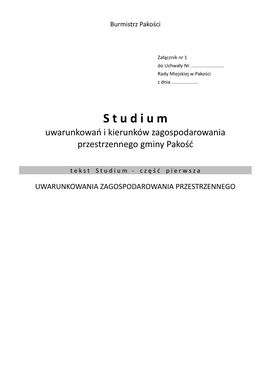 S T U D I U M Uwarunkowań I Kierunków Zagospodarowania Przestrzennego Gminy Pakość