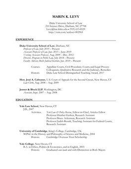 Marin K. Levy CV 4.28.21