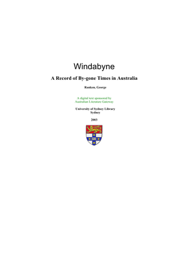 Windabyne a Record of By-Gone Times in Australia