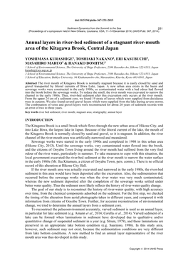 Annual Layers in River-Bed Sediment of a Stagnant River-Mouth Area of the Kitagawa Brook, Central Japan