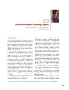 Economics of Mass Deworming Programs