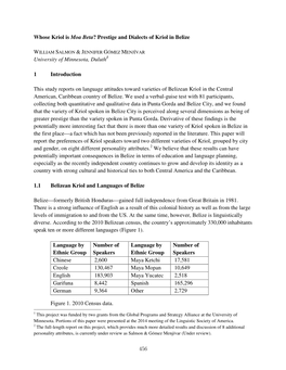 Whose Kriol Is Moa Beta? Prestige and Dialects of Kriol in Belize