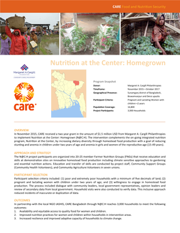 Nutrition at the Center: Homegrown