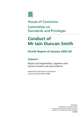 Conduct of Mr Iain Duncan Smith