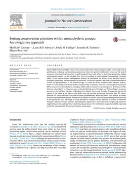 Journal for Nature Conservation Setting Conservation Priorities