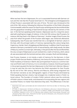 Contact Zones in the Historical Area of East Prussia – Introduction