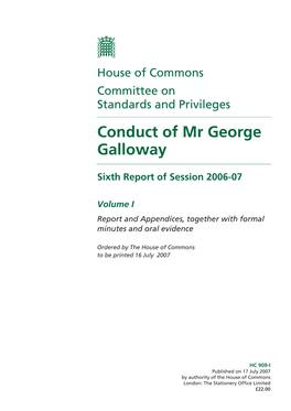 Conduct of Mr George Galloway