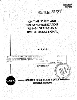 Time-Reference Signal:, Goddard Space Ligh Center