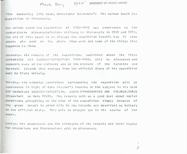 "The Wandering Life Among Unreliable Islanders": the German South Sea •¿Expedition in Micronesia. the German South