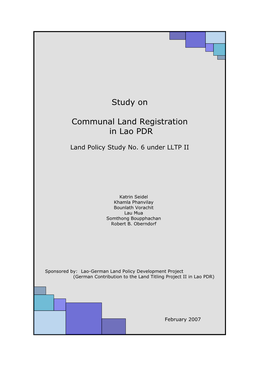 Study on Communal Land Registration in Lao