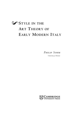 !Style in the Art Theory of Early Modern Italy