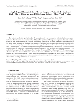 Morphological Characteristics of the Ice Margins of Antarctic Ice Shelf and Outlet Glacier Extracted from Icesat Laser Altimetry Along-Track Profiles