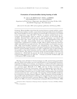 Formation of Homocitrulline During Heating of Milk