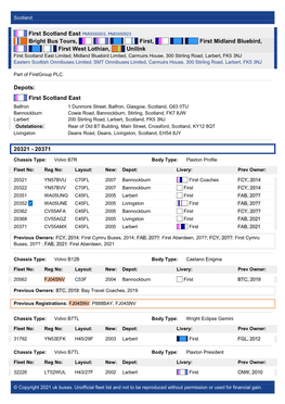 First Scotland East PM0000003, PM0000923 Bright Bus Tours, First